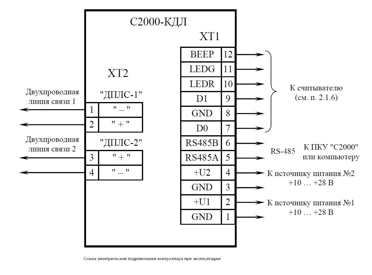С2000-КДЛ схема подключения